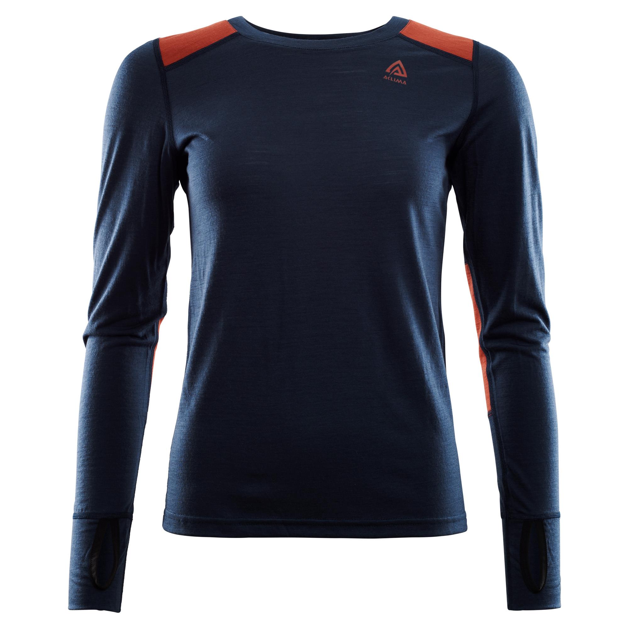 Aclima LightWool reinforced crewneck W's, Navy Blazer/Red Ochre