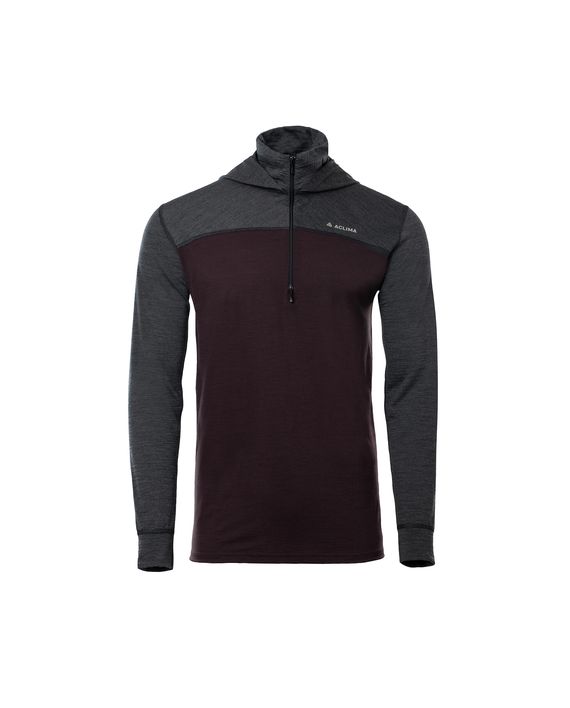 Aclima LightWool 180 Hoodie M's Chocolate Plum / Marengo